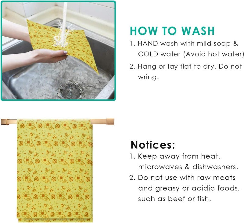 ERKOON Reusable Beeswax Food Wraps, 13x39 Inch Eco-Friendly Beeswax Wraps for Bread Sustainable Food Storage Wraps Beeswax Paper Roll for Sandwich, Cheese - Image 4